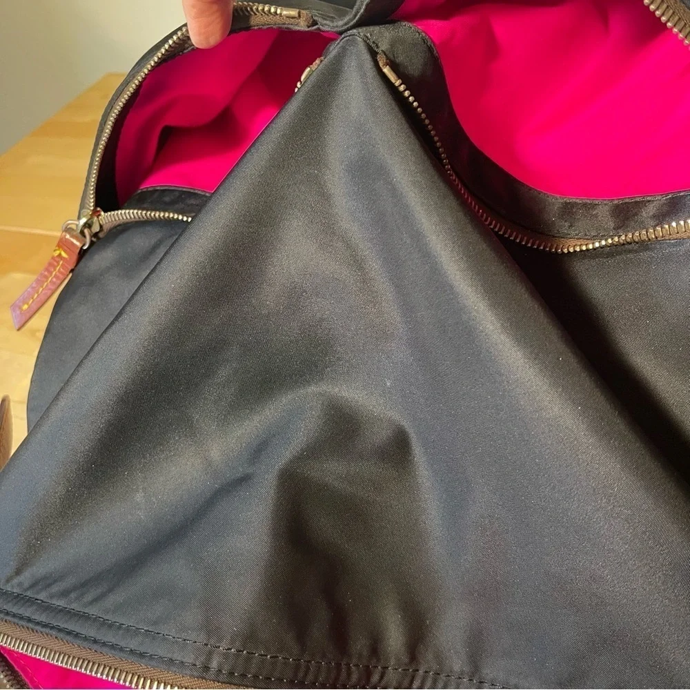Dooney & Bourke Dillen Black Nylon Hobo Bag Pink Lining Shoulder Purse